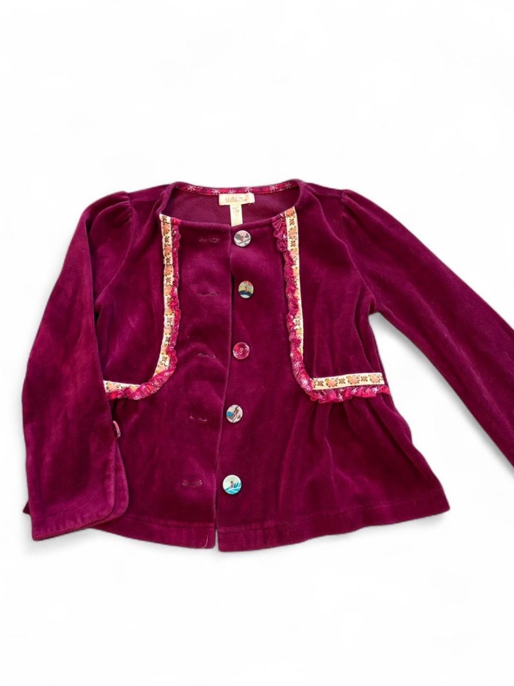 Matilda Jane Girls' Friends Forever Joslyn Jacket in Rich Berry Velour Size 4